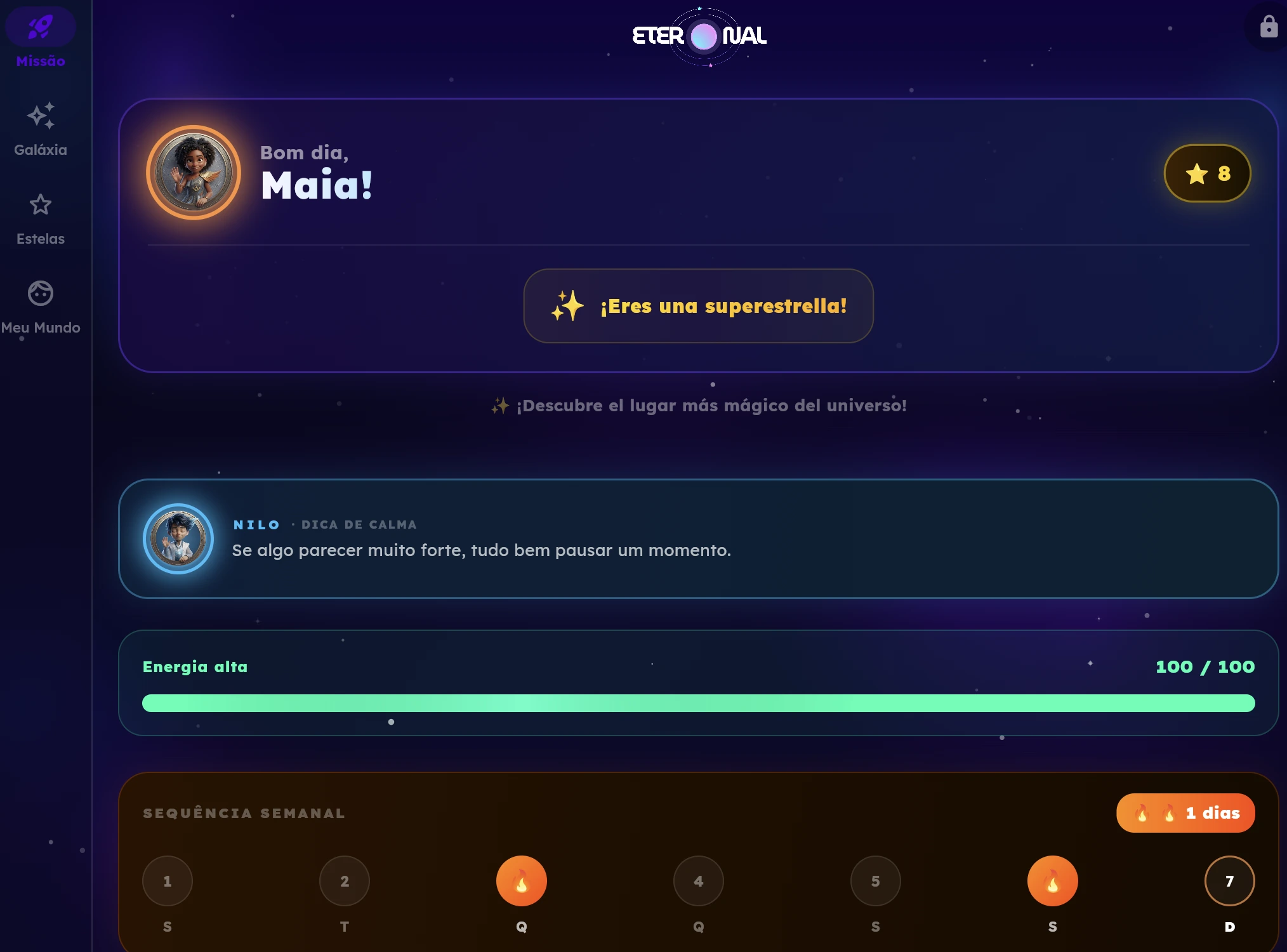 Inicio de ETERNAL App